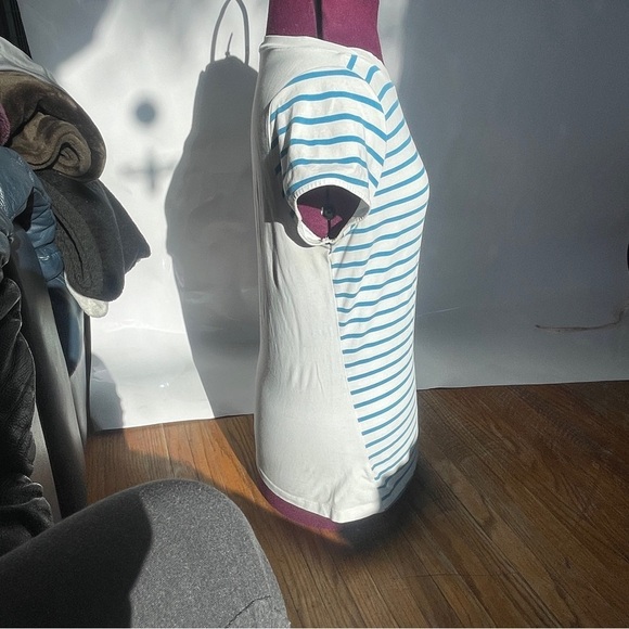 Jacob by mark Jacob casual stretchy any blue/white front striped shirt - Picture 3 of 10